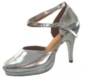 Silver Leather Closed Toe Samba Platform Dance Shoes