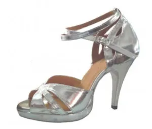 Silver Leather Samba Platform Dance Heels