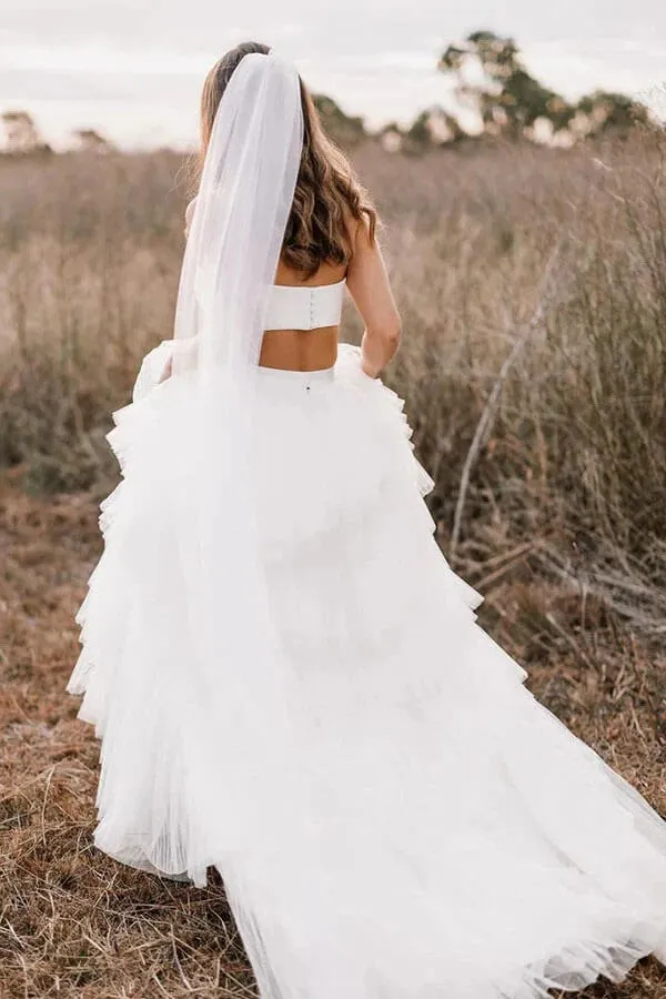 Simple Two Piece Wedding Dress Country Wedding Dress With Layered WD715