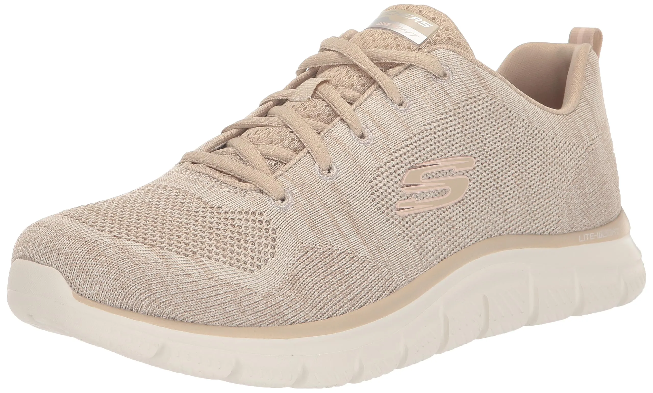 Skechers Sport Women's Women's Track Sneaker, Taupe/Pink