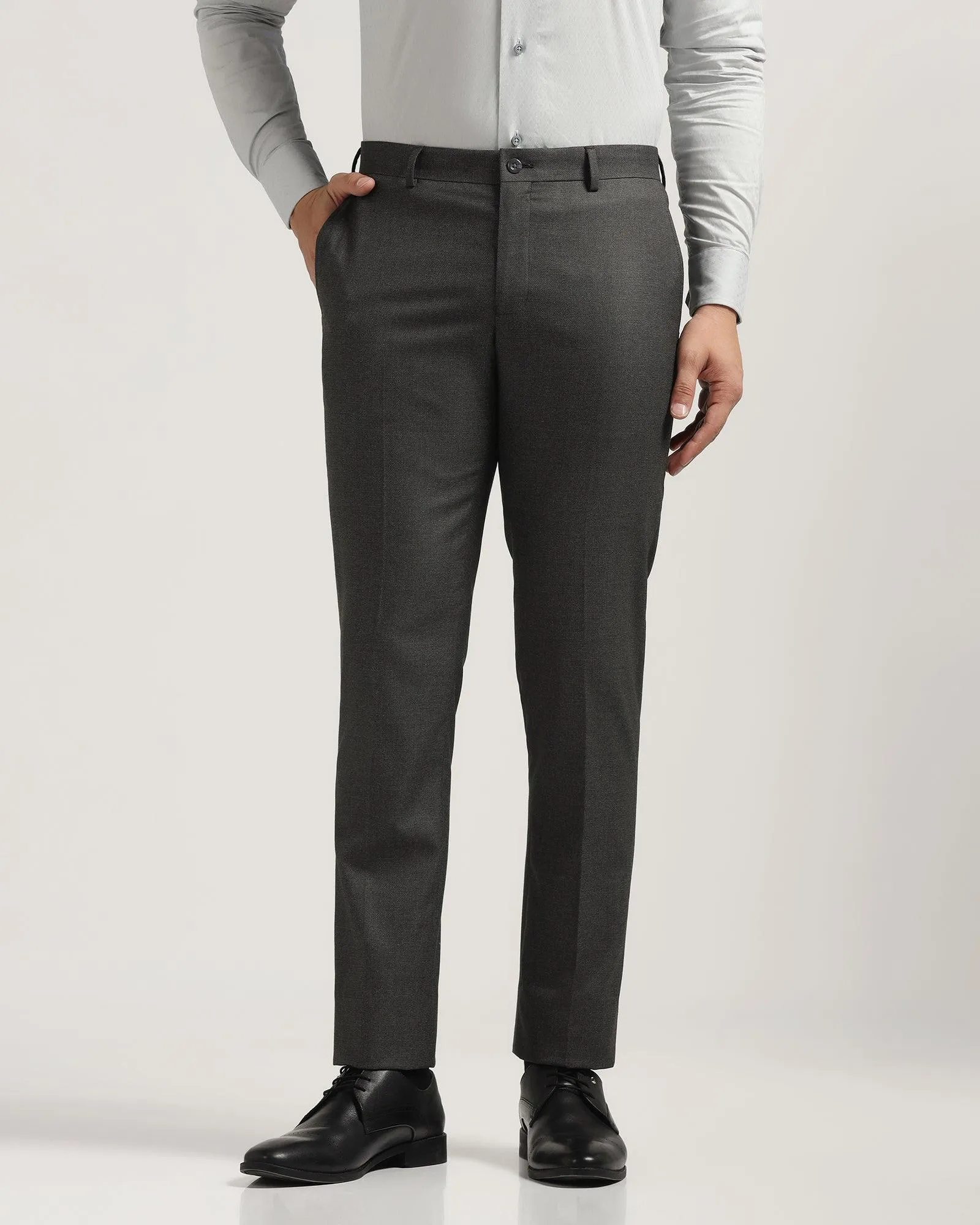 Slim fit B-91 Formal Charcoal Textured Trouser - Tag