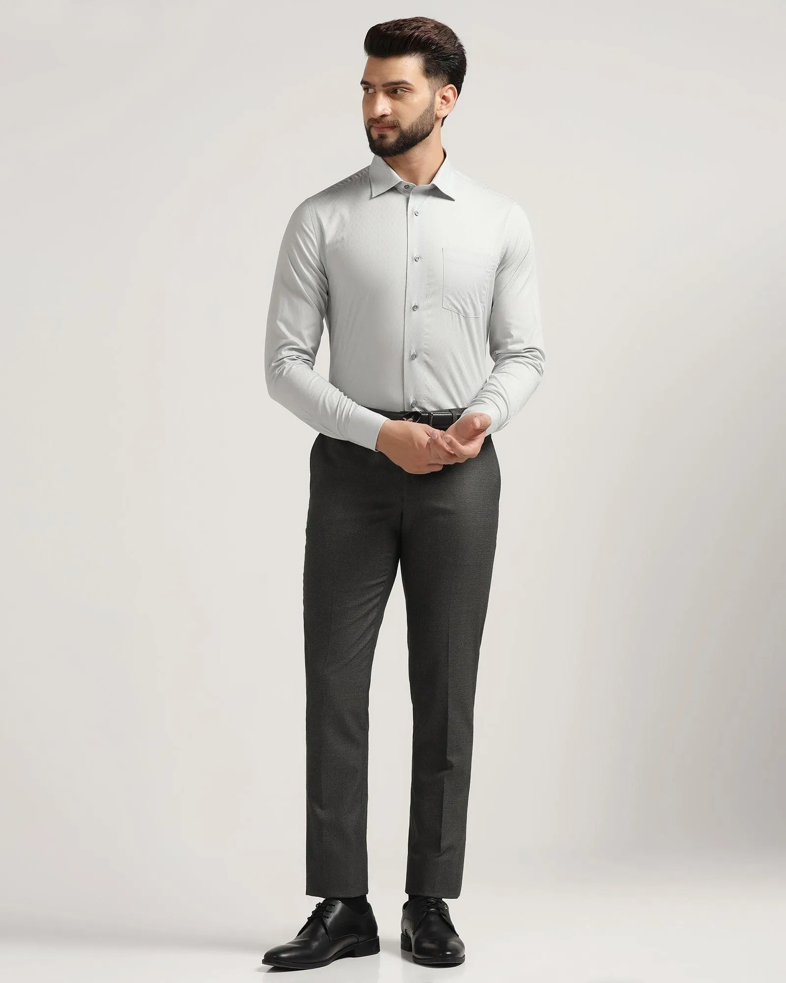 Slim fit B-91 Formal Charcoal Textured Trouser - Tag