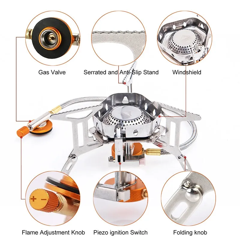 Small Portable Camping Stove - Outdoor Cooking Stove Windproof Gas Burner