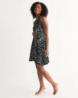 SMF Cheetah Black Feminine Halter Dress