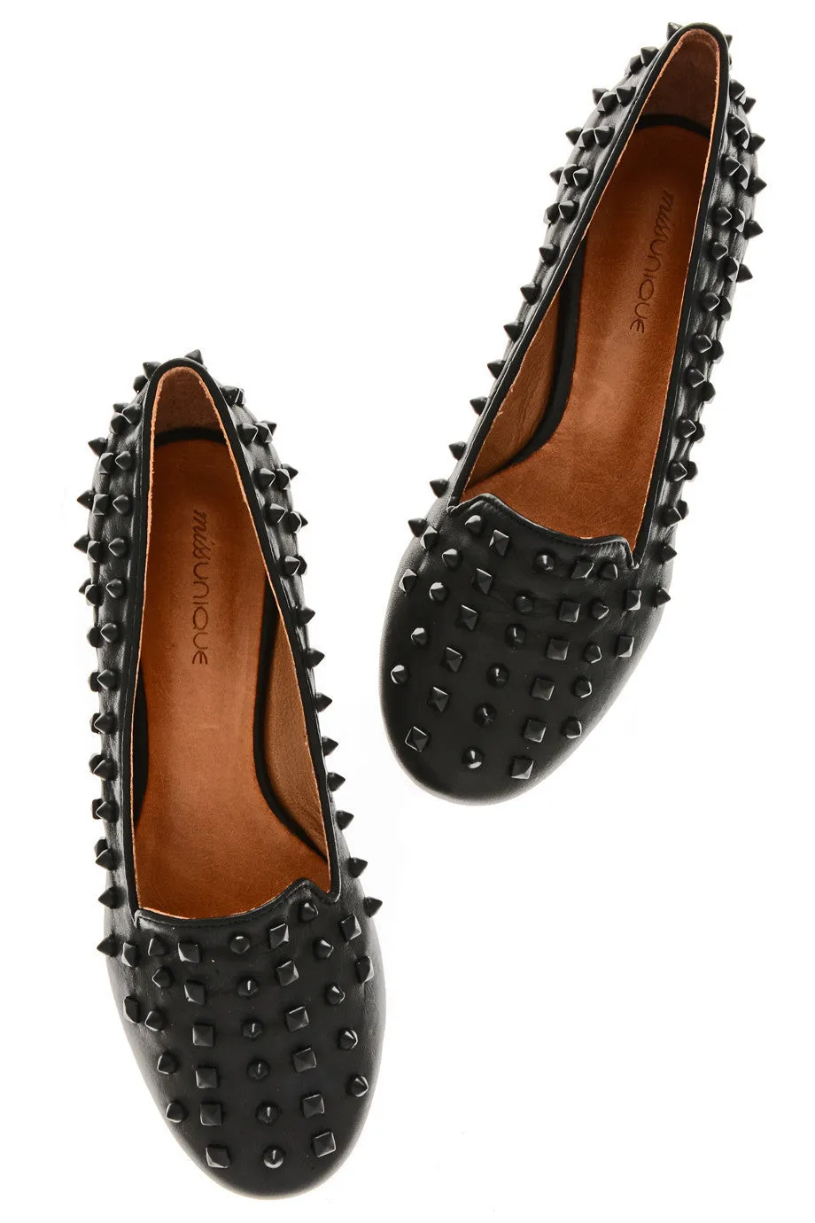 SPIKES Black Leather Slipper Shoes