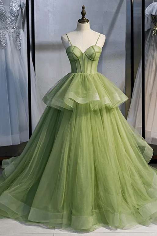 Straps Mint Sage Green A-line Spring Formal Prom Gown PSK338