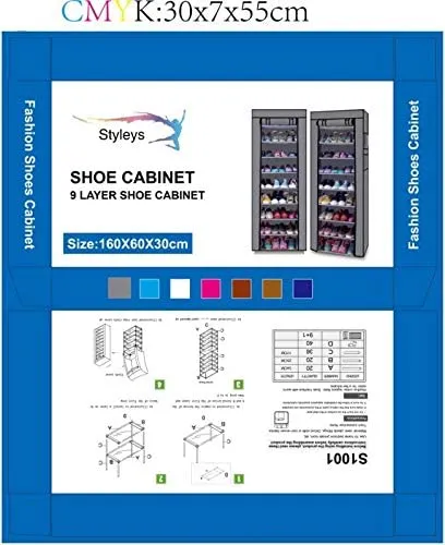 Styleys Shoe Rack/Multipurpose Storage Rack with Dustproof Cover (Iron Pipes, Non Woven Fabric, Plastic Connector) (Wine Red, 9 Layer)