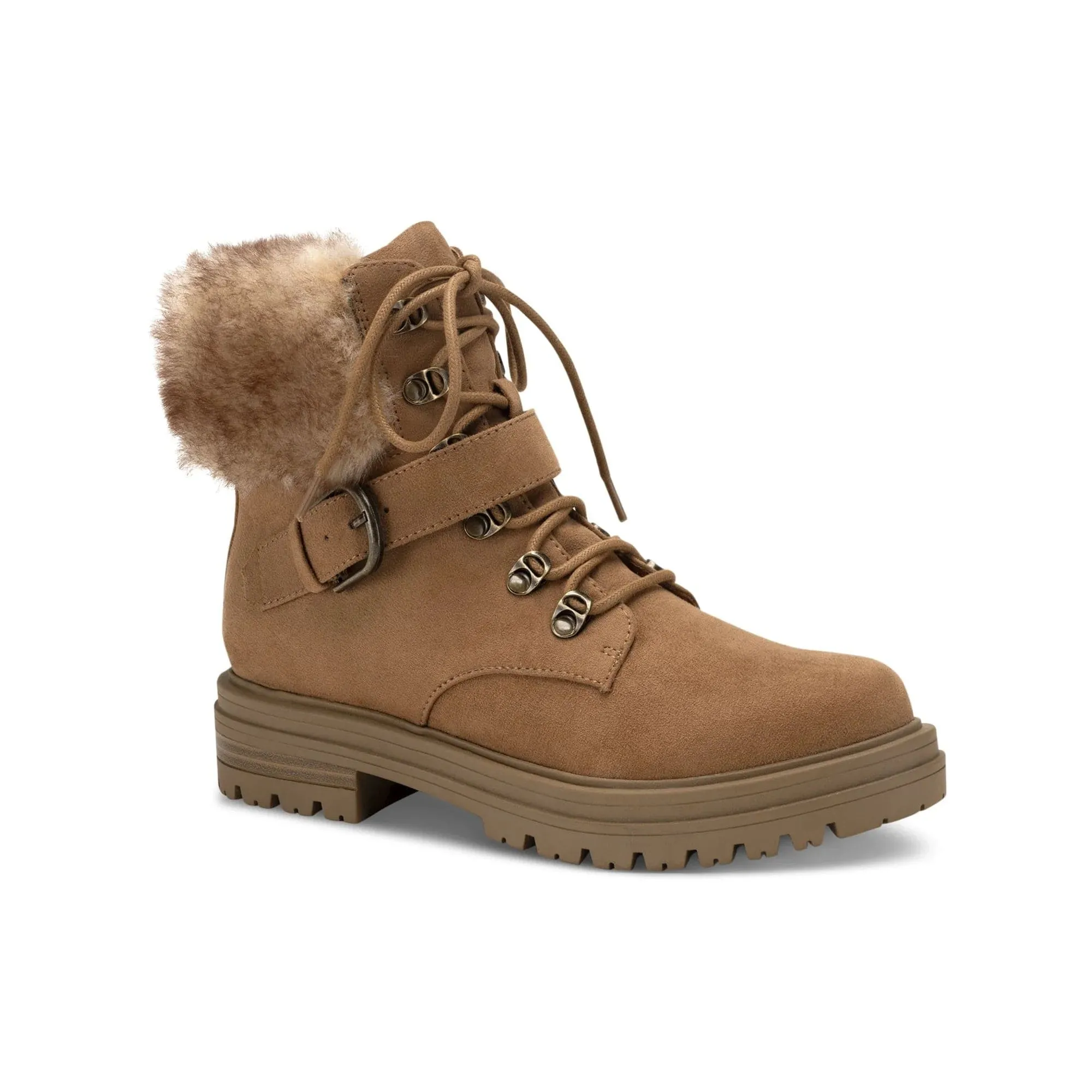 SUN STONE -  Platform Buckle Accent Cushioned Orlenaa Boots