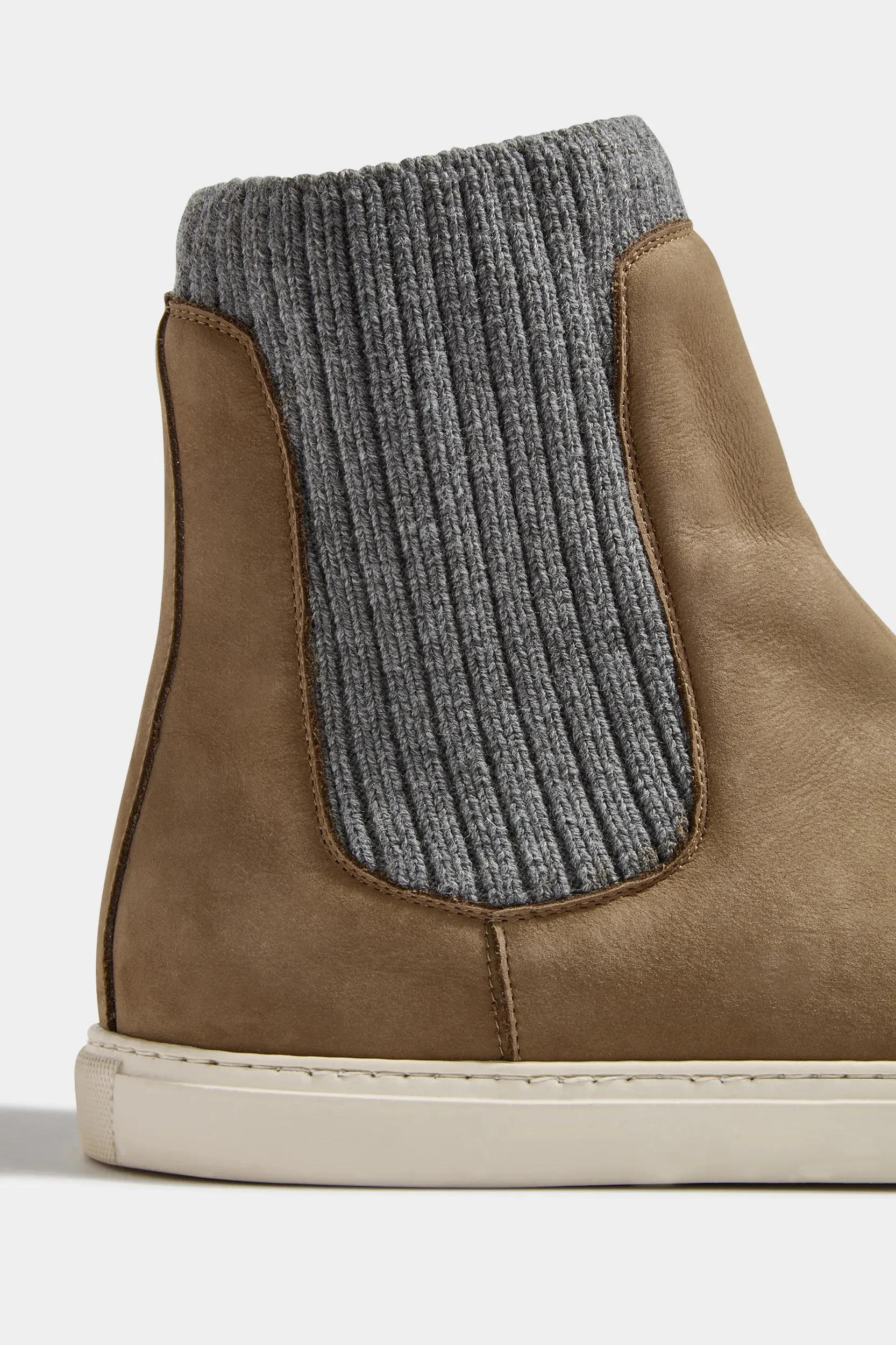 Taupe chelsea boot with knit - Made In Italy