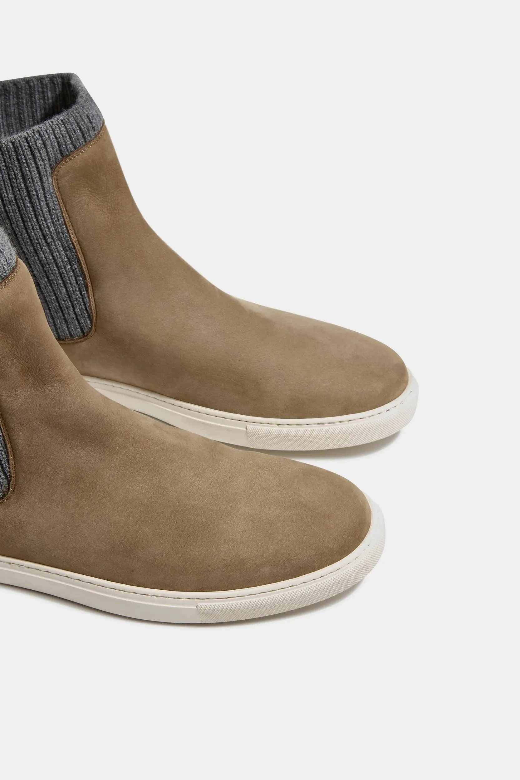 Taupe chelsea boot with knit - Made In Italy