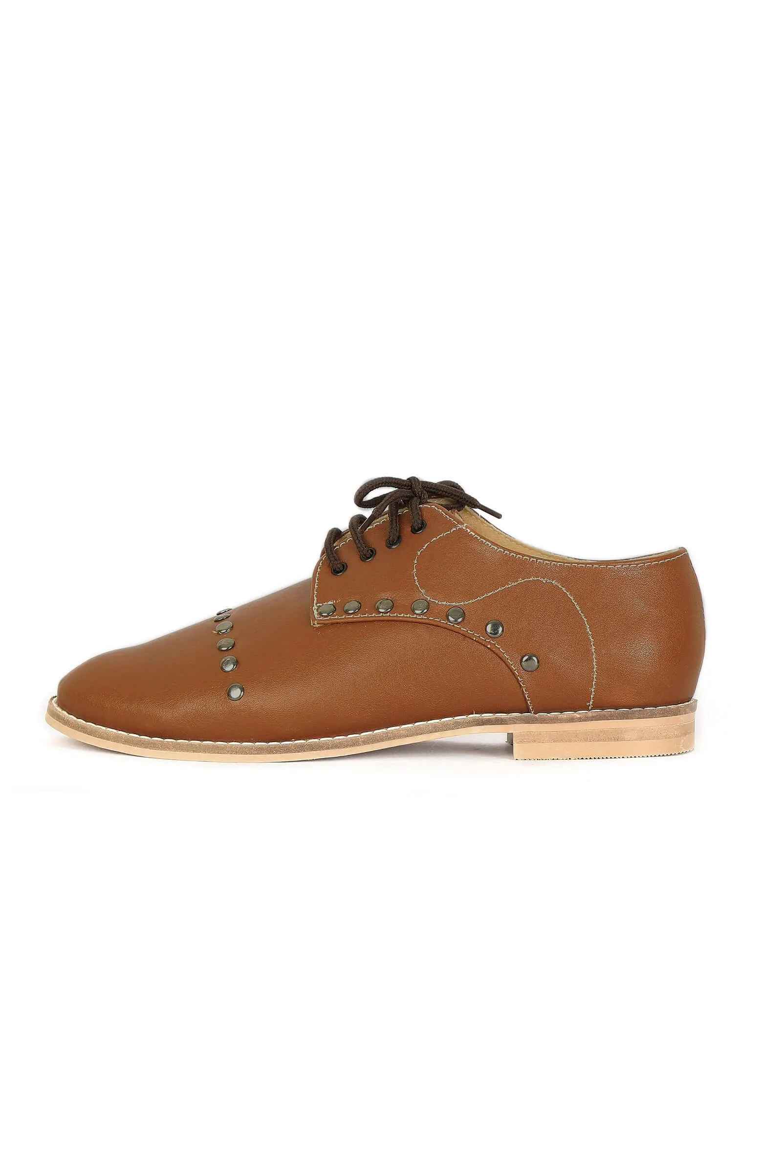 Tawny Oxford Shoes With Bullet Studs