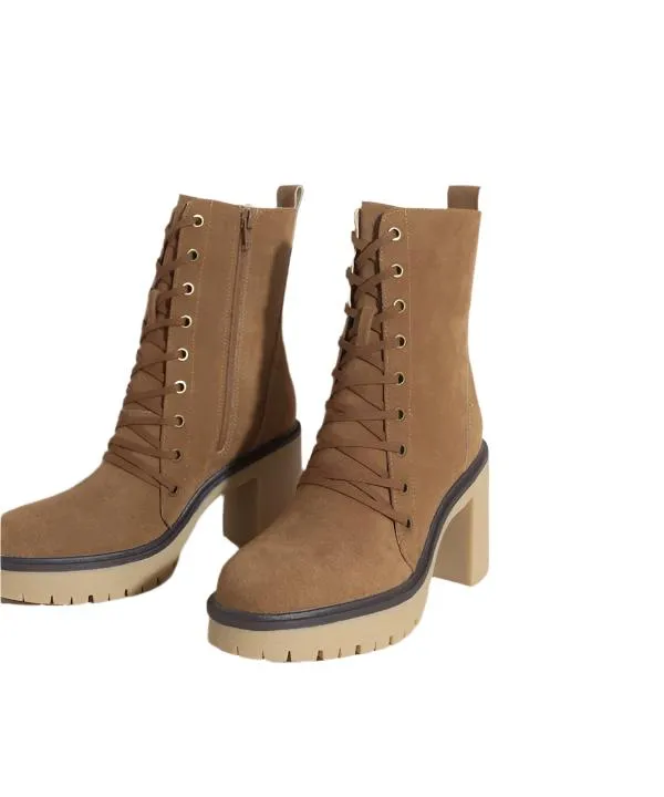 TEEK - Jenna - Latte/Camel Platform Military Boots