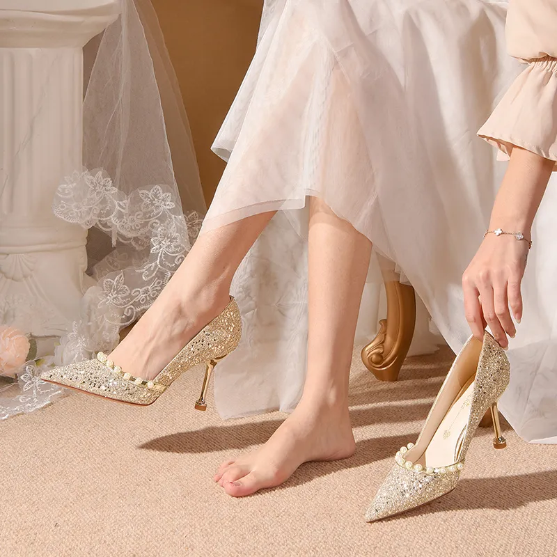 The Hira Wedding Bridal Champagne/Silver Heels