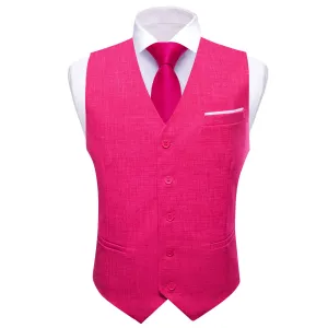 Ties2you Dress Vest Hot Pink Solid Silk Mens Work Vest Top for Business