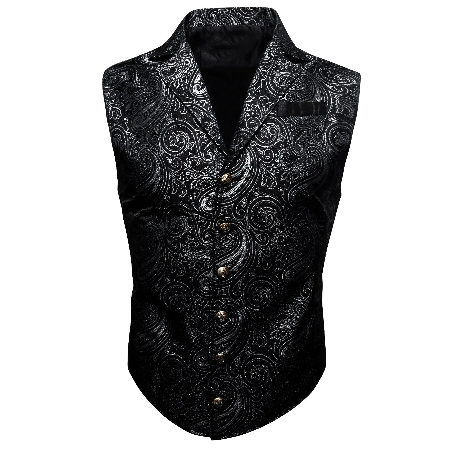 Ties2you Men's Vest Black White Paisley Jacquard Notched Collar Victorian Suit Vest