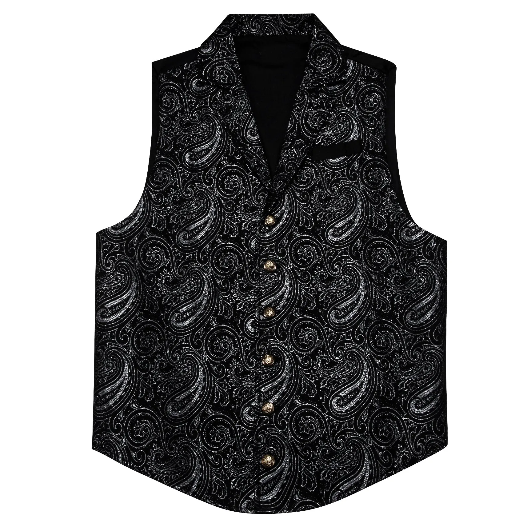 Ties2you Men's Vest Black White Paisley Jacquard Notched Collar Victorian Suit Vest