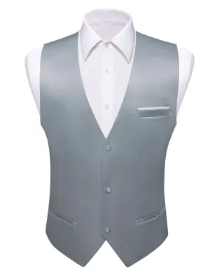 Ties2you Tuxedo Vest Manatee Grey Solid Button Dress Work Vest for Men