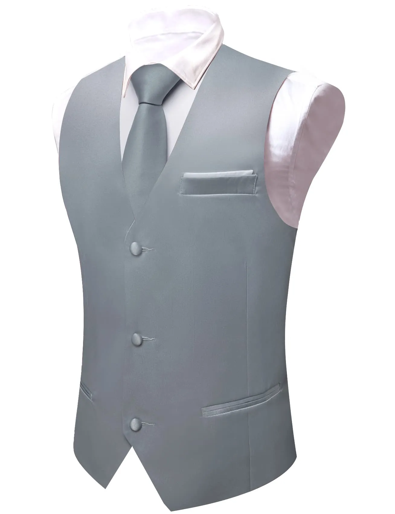 Ties2you Tuxedo Vest Manatee Grey Solid Button Dress Work Vest for Men