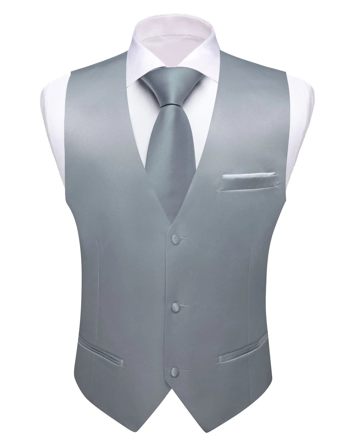 Ties2you Tuxedo Vest Manatee Grey Solid Button Dress Work Vest for Men