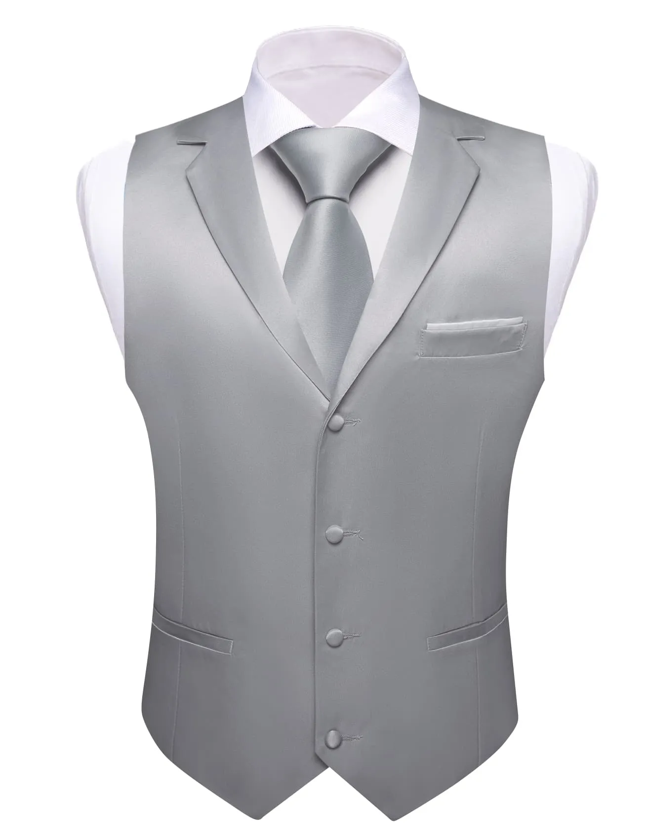 Ties2you Tuxedo Vest Manatee Grey Solid Button Notched Collar Dress Work Vest for Men