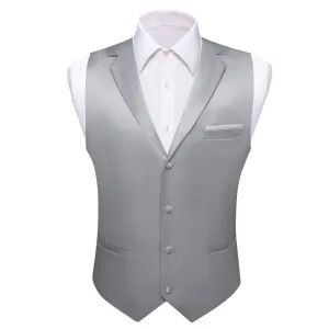 Ties2you Tuxedo Vest Manatee Grey Solid Button Notched Collar Dress Work Vest for Men