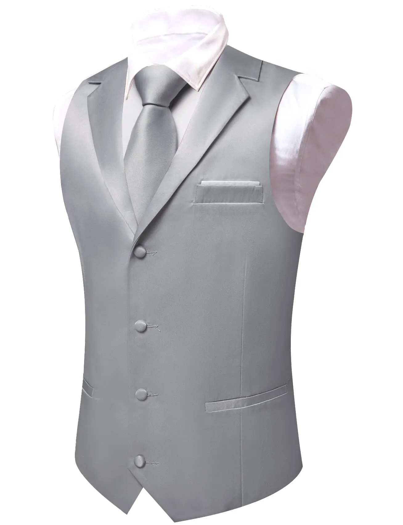 Ties2you Tuxedo Vest Manatee Grey Solid Button Notched Collar Dress Work Vest for Men