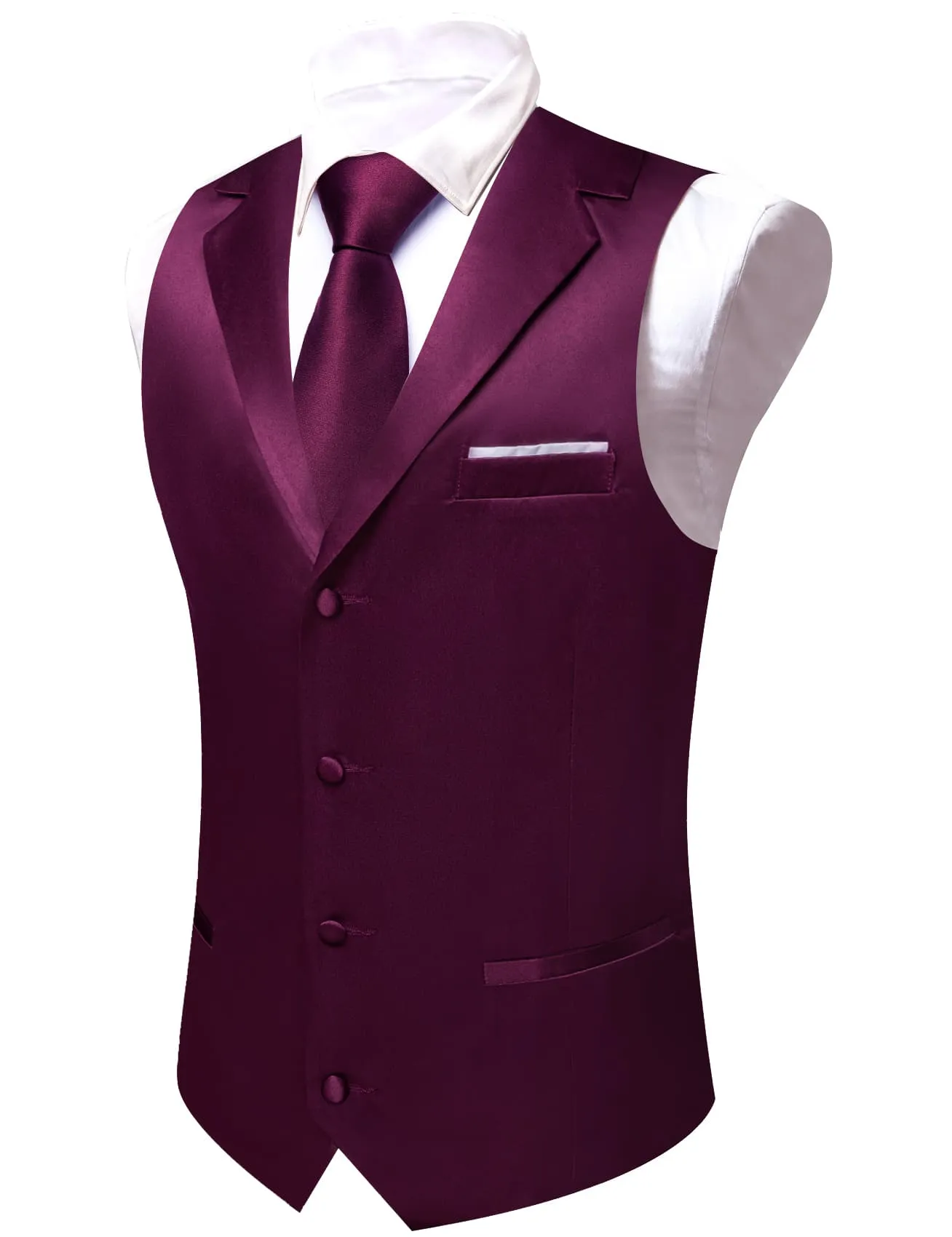 Ties2you Tuxedo Vest Old Mauve Purple Solid Button Notched Collar Dress Work Vest for Men