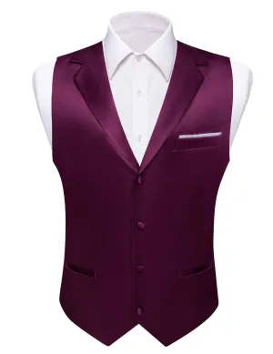 Ties2you Tuxedo Vest Old Mauve Purple Solid Button Notched Collar Dress Work Vest for Men