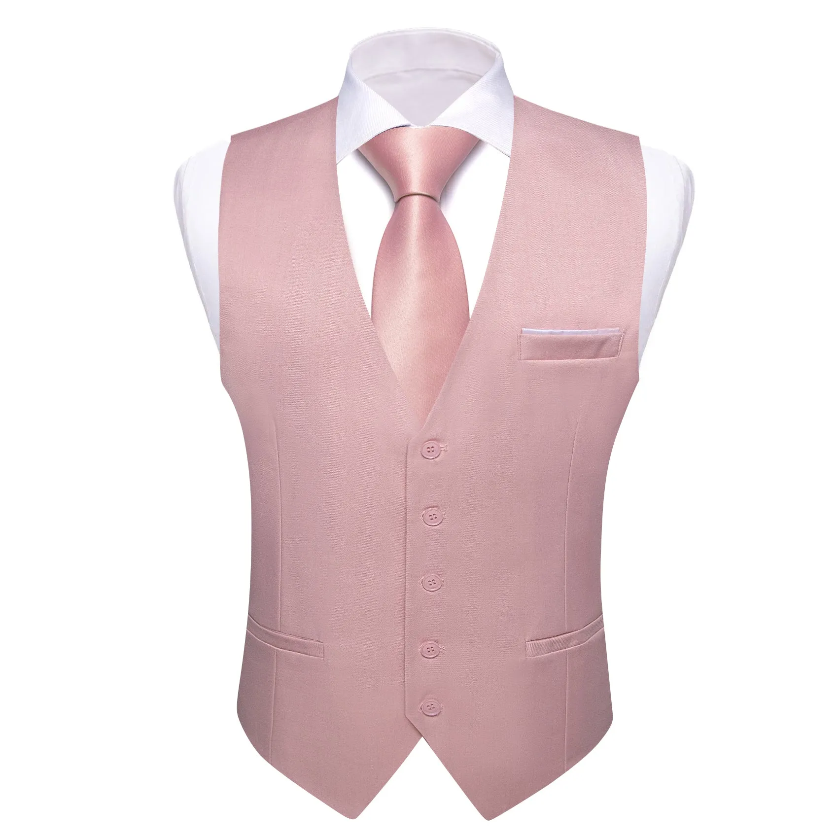 Ties2you Work Vest Pale Chestnut Pink Solid Button Silk Mens Dress Vest Jacket