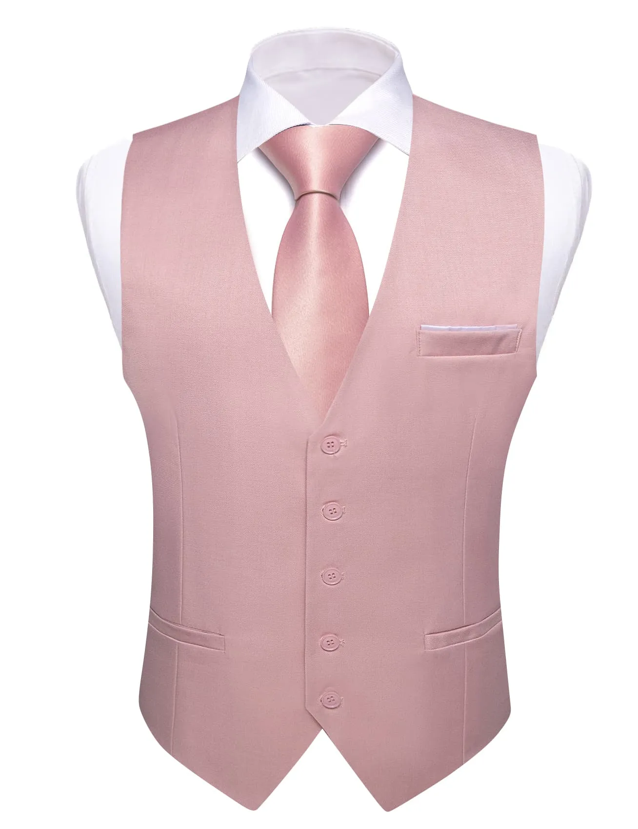 Ties2you Work Vest Pale Chestnut Pink Solid Button Silk Mens Dress Vest Jacket