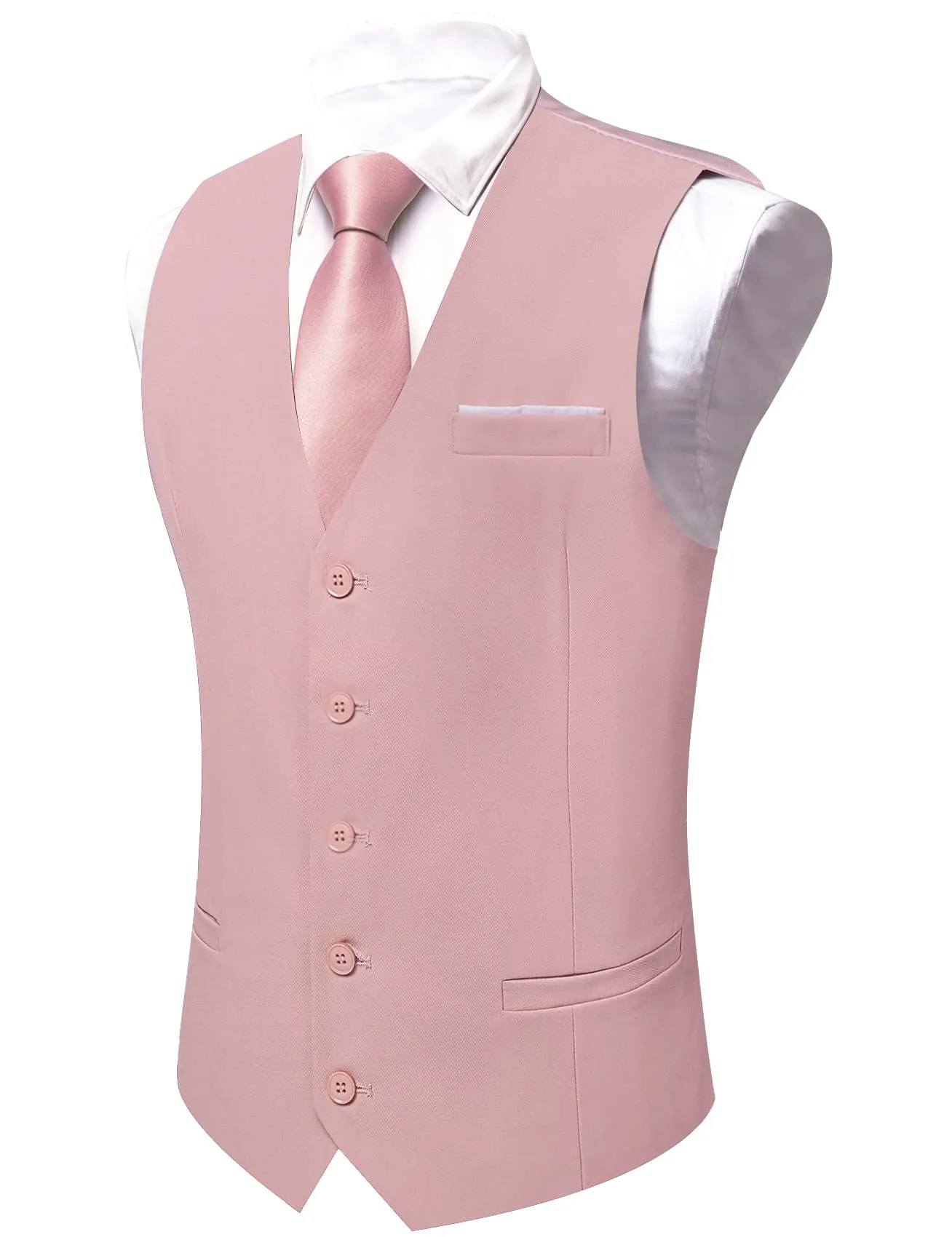 Ties2you Work Vest Pale Chestnut Pink Solid Button Silk Mens Dress Vest Jacket