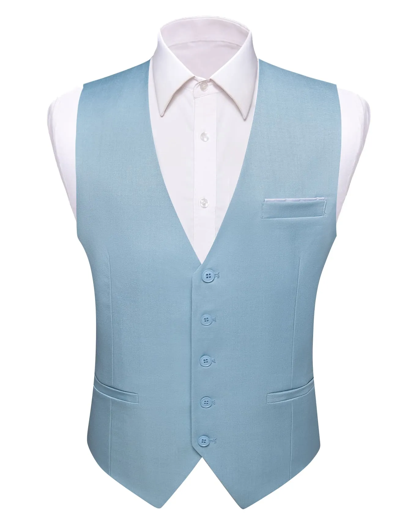 Ties2you Work Vest Pastel Blue Solid Button Silk Mens Dress Vest Jacket Business