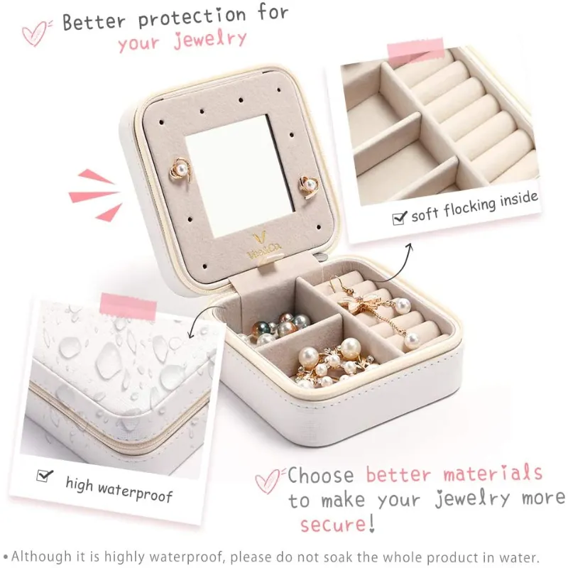 Travel Jewelry Box with Mirror