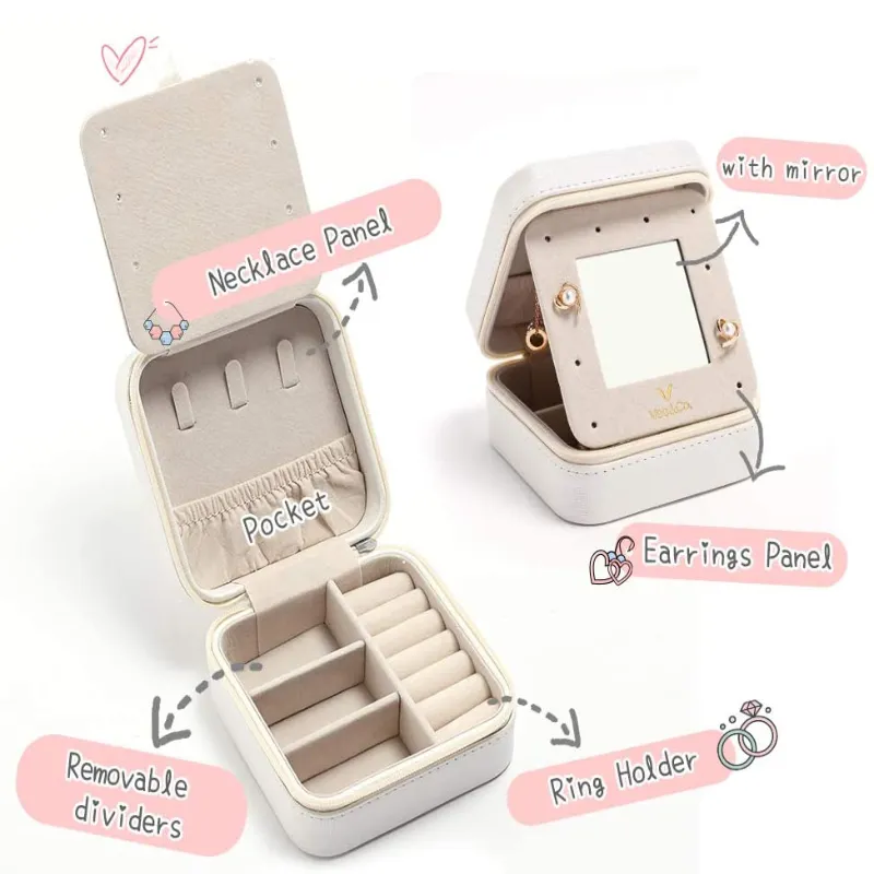 Travel Jewelry Box with Mirror