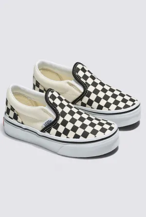 VANS YOUTH CLASSIC SLIP-ON CHECKERBOARD BLACK/WHITE