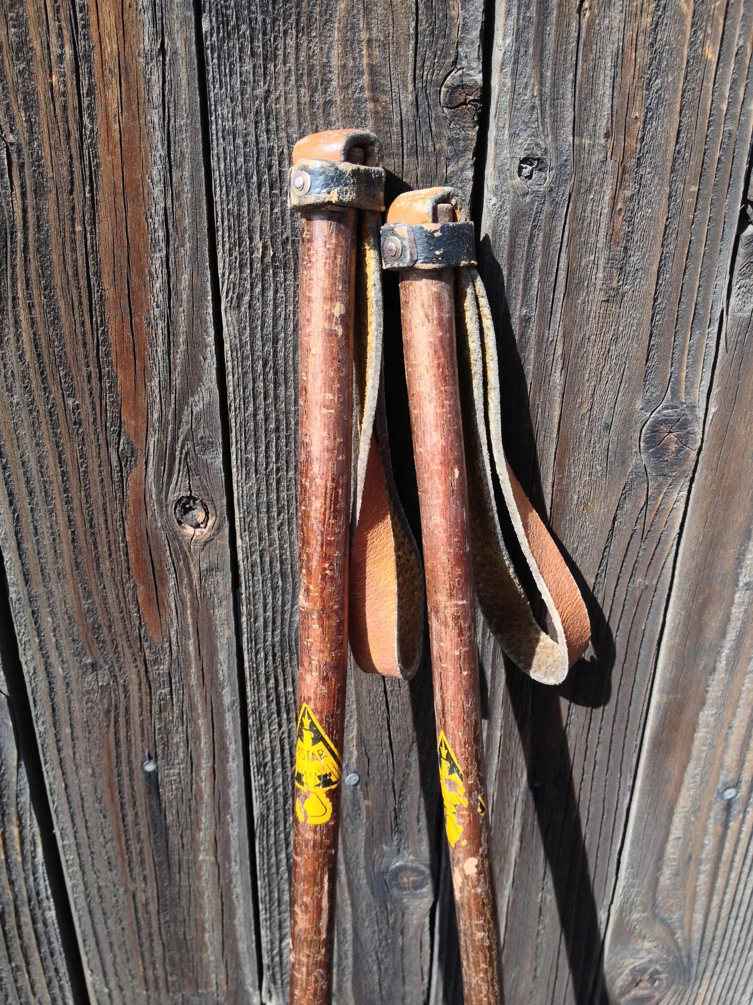 Vintage Hickory Ski Poles by Astar