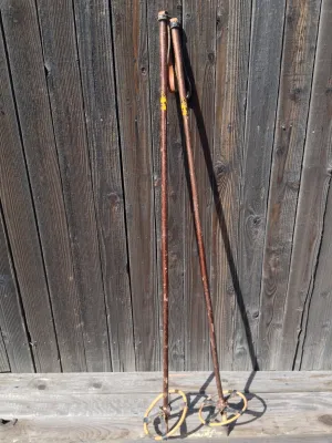 Vintage Hickory Ski Poles by Astar