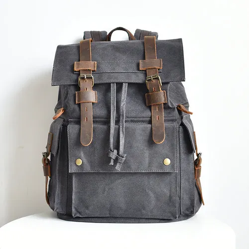 Waxed Laptop 15 6 inches Canvas Travel Backpack Rucksack Bag