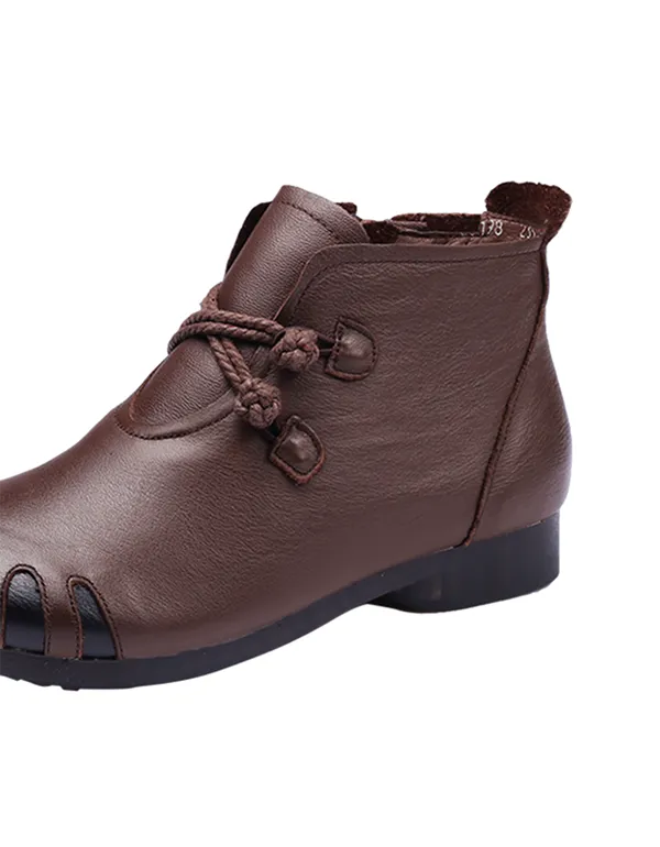 Winter Anti-slip Retro Soft Leather Boots