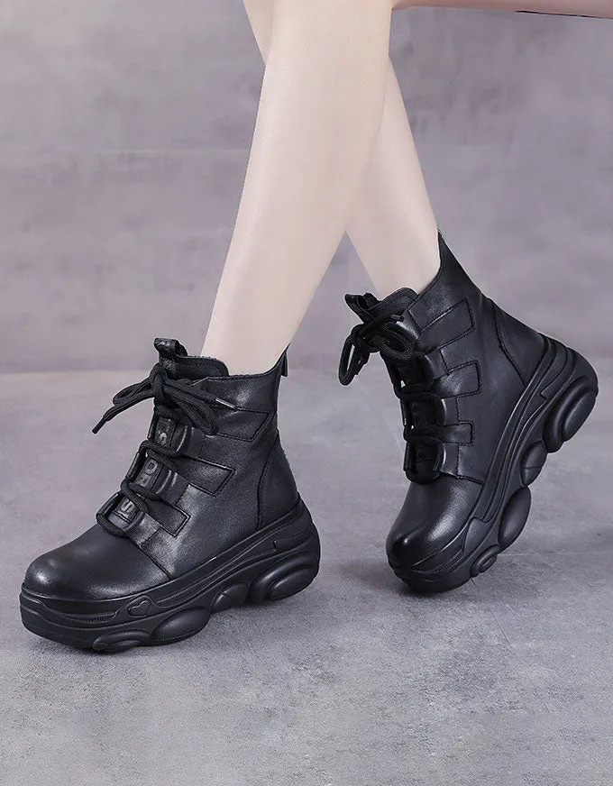 Winter Autumn Retro Leather Anti-slip Platform Boots