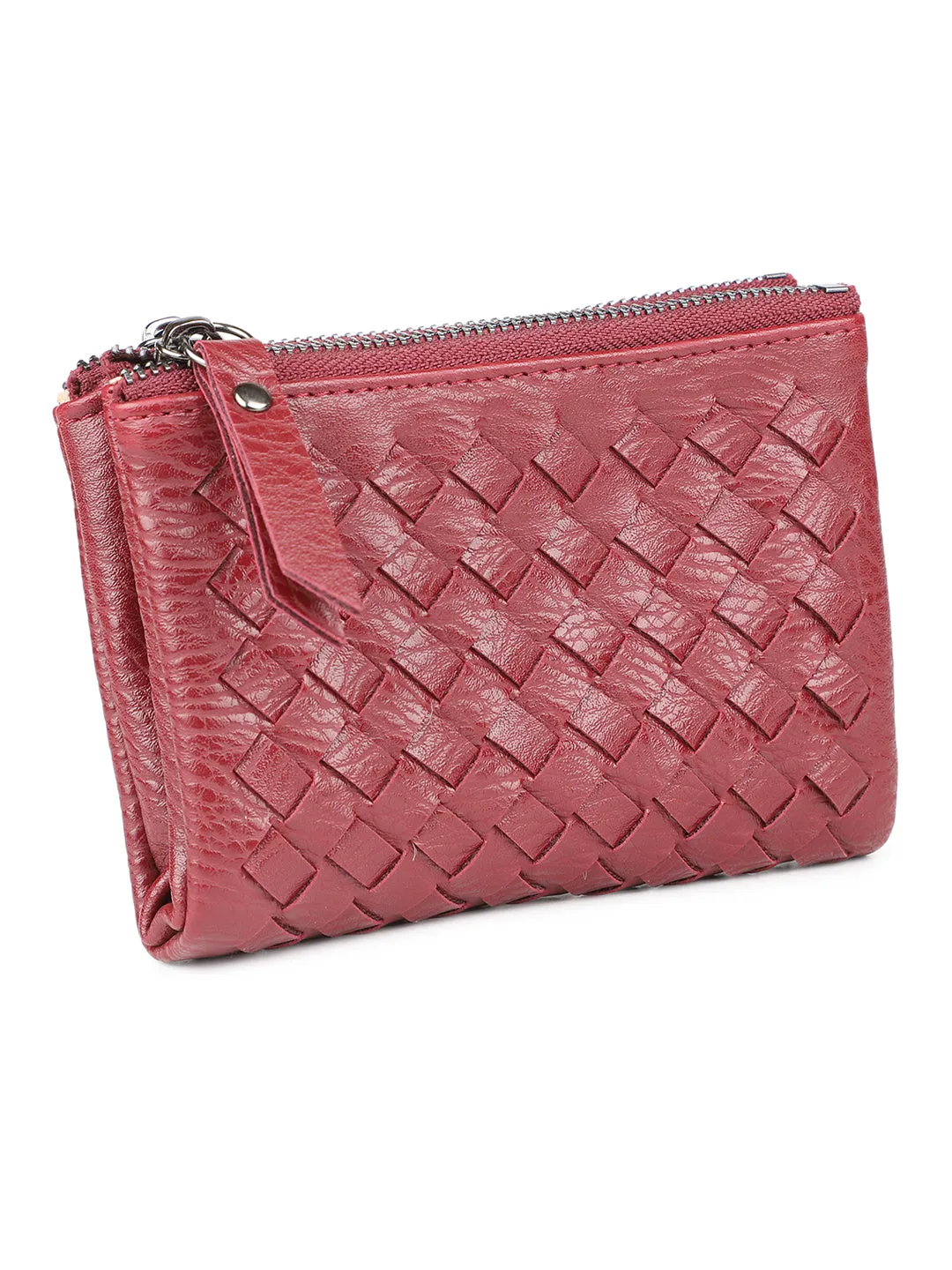 Women Red Solid Zip Around Wallet