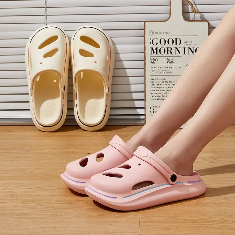 Womens Hollow Out Slippers Ladies Fashion Thick Platform Summer New  Sandals Couples Bathroom Anti-slip Slides Chaussure Femme