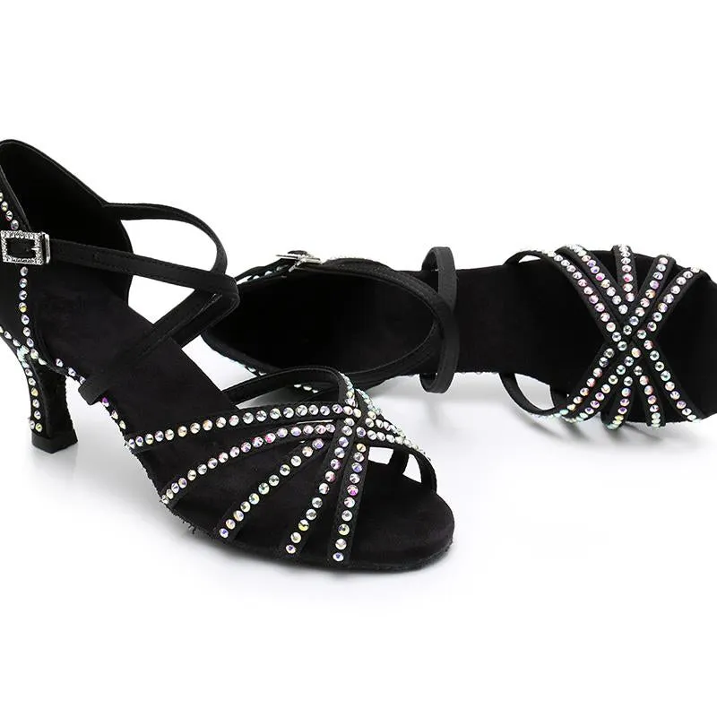 Women's Rhinestone Satin 7.5cm  Heels Latin Dance Shoes Ballroom Dance Shoes