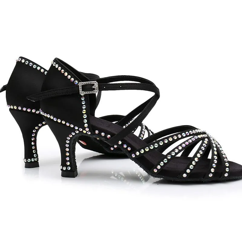 Women's Rhinestone Satin 7.5cm  Heels Latin Dance Shoes Ballroom Dance Shoes