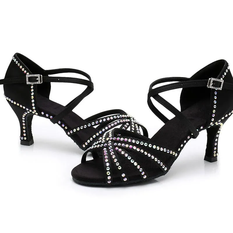 Women's Rhinestone Satin 7.5cm  Heels Latin Dance Shoes Ballroom Dance Shoes