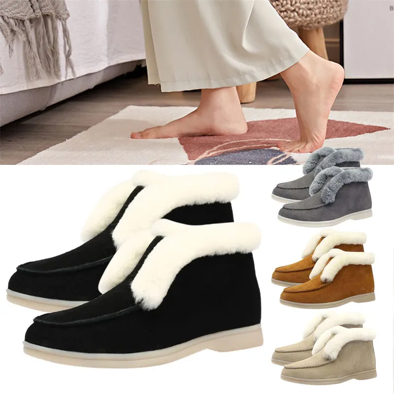 Women's Snow Boots Non-slip Faux Fur Lined Warm Low Heels Winter Shoes