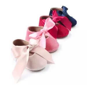 Zina - Baby Girl Princess Velvet Bowknot Shoes